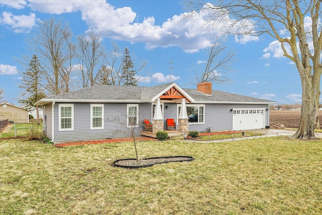 2225 County Road 1700 N, Saint Joseph, IL 61873 - ranch-style home with a garage, concrete driveway, and a chimney