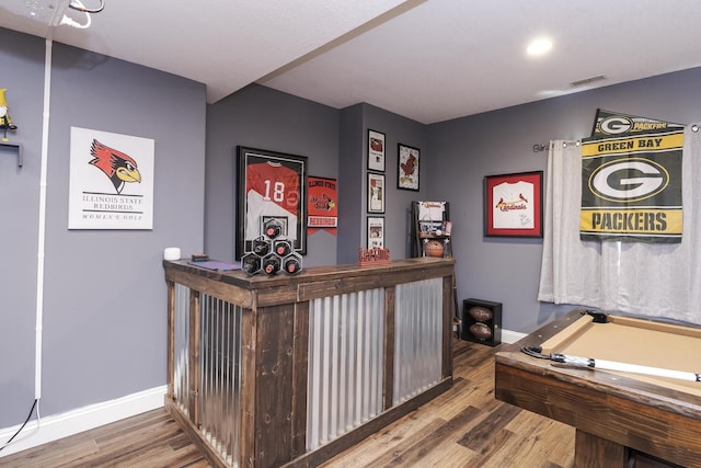 1710 Fraser Dr, Normal, IL 61761 - indoor dry bar with wood finished floors, baseboards, and billiards