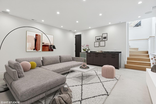 2014 N Winchester Ave, Chicago, IL 60614 - living room featuring stairway and recessed lighting