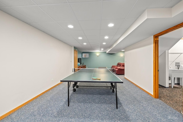 2048 Westbury Dr, Woodridge, IL 60517 - rec room with carpet floors and recessed lighting