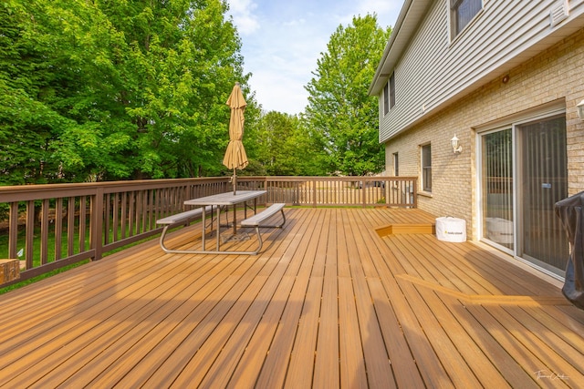 2048 Westbury Dr, Woodridge, IL 60517 - wooden terrace featuring outdoor dining space and view of wooded area