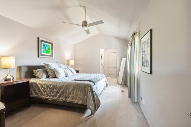 14613 Morningside Rd, Orland Park, IL 60462 - bedroom featuring light colored carpet, lofted ceiling, and a ceiling fan