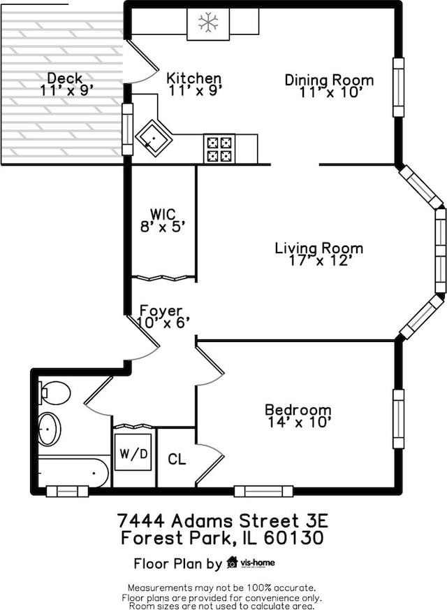 7444 Adams St Unit 3E, Forest Park, IL 60130 - view of room layout