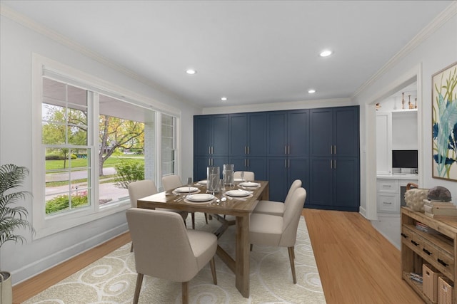 1410 Wincanton Dr, Deerfield, IL 60015 - dining area with light wood-type flooring, crown molding, and recessed lighting