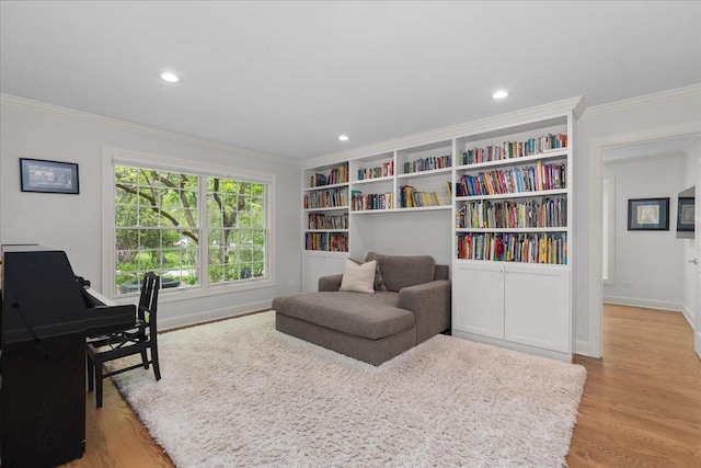 1410 Wincanton Dr, Deerfield, IL 60015 - office space with ornamental molding, light wood finished floors, recessed lighting, built in features, and baseboards