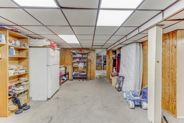 2816 E 127th St, Chicago, IL 60633 - finished basement featuring freestanding refrigerator and a paneled ceiling