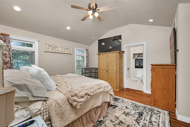 480 Logue Cir, Seneca, IL 61360 - bedroom featuring vaulted ceiling, wood finished floors, multiple windows, ensuite bath, and recessed lighting