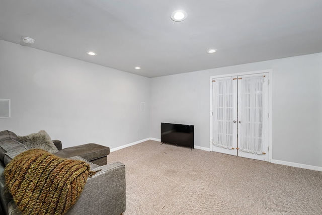 480 Logue Cir, Seneca, IL 61360 - living room with carpet flooring, baseboards, recessed lighting, and french doors
