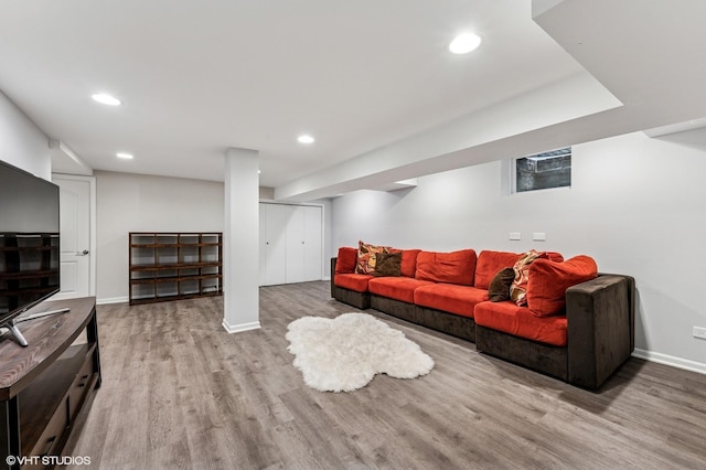 350 Elder Ln, Winnetka, IL 60093 - living area with wood finished floors, baseboards, and recessed lighting