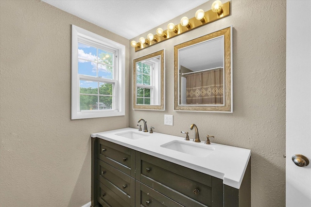 404 S Neal St, Camargo, IL 61919 - full bath with double vanity and a textured wall