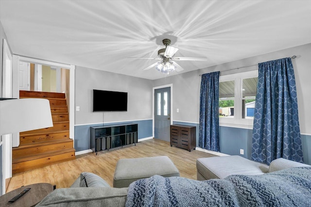 404 S Neal St, Camargo, IL 61919 - living area featuring wood finished floors, baseboards, and a ceiling fan