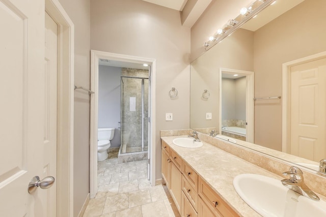 1935 S State St Unit 4, Chicago, IL 60616 - bathroom with a stall shower, toilet, double vanity, and a bath