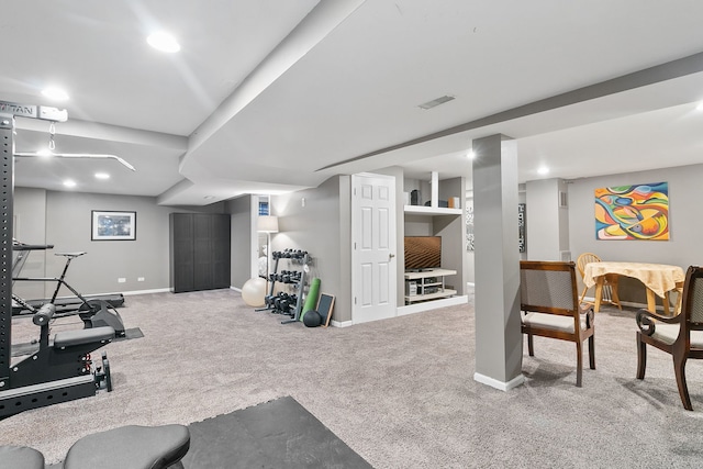 3401 Charlemaine Dr, Aurora, IL 60504 - workout room featuring carpet floors and baseboards