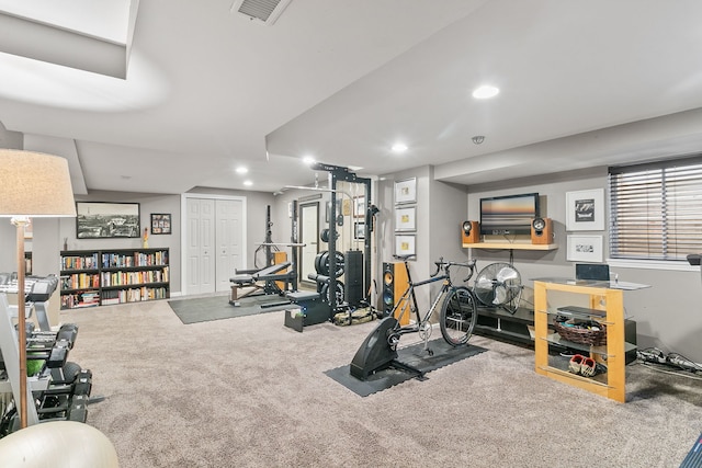 3401 Charlemaine Dr, Aurora, IL 60504 - workout area featuring carpet flooring and recessed lighting