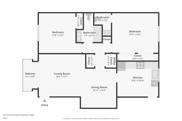 501 Mchenry Rd Unit 3B, Wheeling, IL 60090 - home floor plan