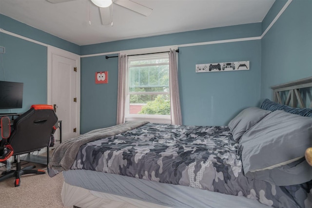 106 W Boundary St, Stanford, IL 61774 - bedroom with carpet floors and a ceiling fan
