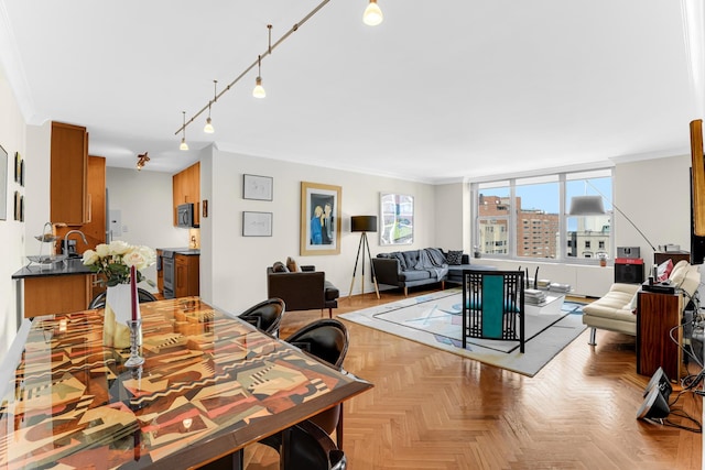 1325 N State Pkwy Unit 17C, Chicago, IL 60610 - dining space with crown molding and rail lighting