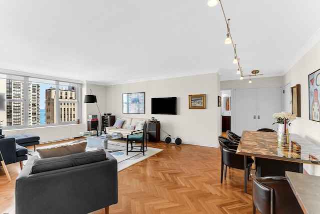 1325 N State Pkwy Unit 17C, Chicago, IL 60610 - living room featuring ornamental molding and baseboards