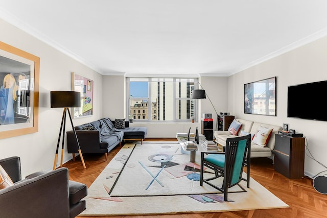 1325 N State Pkwy Unit 17C, Chicago, IL 60610 - living room with crown molding and baseboards
