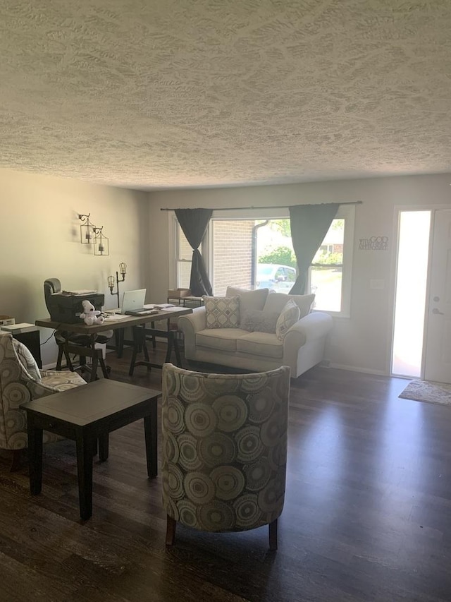 43 Kenfield Cir, Bloomington, IL 61704 - living room with a textured ceiling, wood finished floors, and baseboards