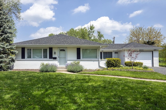 2946 Knollwood Ln, Glenview, IL 60025 - ranch-style home featuring a garage, driveway, a front yard, brick siding, and entry steps