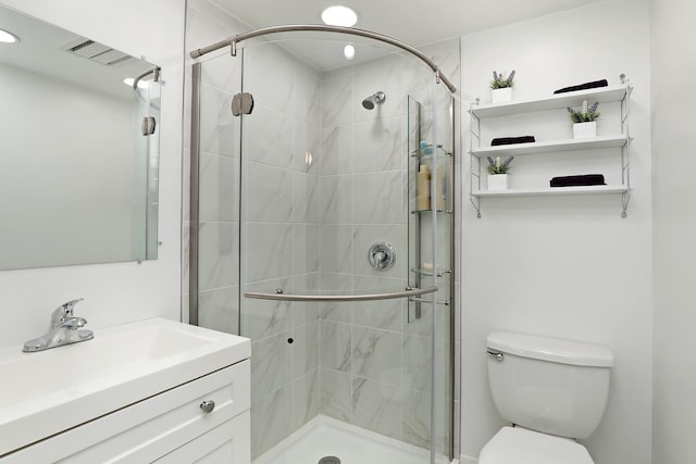 2946 Knollwood Ln, Glenview, IL 60025 - bathroom featuring vanity, a shower stall, recessed lighting, and toilet