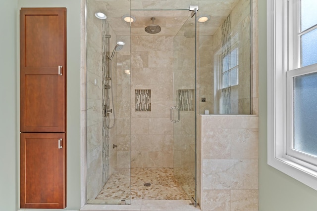 7317 W Greenleaf St, Chicago, IL 60631 - bathroom featuring a stall shower and healthy amount of natural light