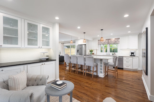 2S151 Stratford Rd, Glen Ellyn, IL 60137 - living area with plenty of natural light, recessed lighting, and dark wood-style floors