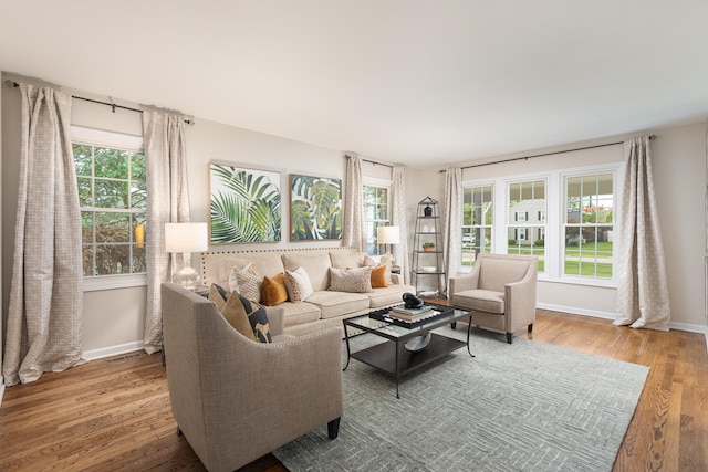 2S151 Stratford Rd, Glen Ellyn, IL 60137 - living room featuring wood finished floors, baseboards, and plenty of natural light