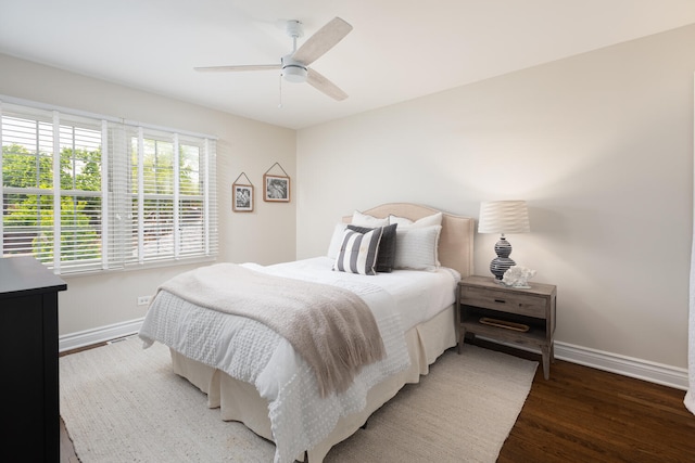 2S151 Stratford Rd, Glen Ellyn, IL 60137 - bedroom with baseboards, wood finished floors, and ceiling fan