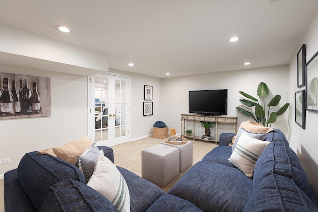2S151 Stratford Rd, Glen Ellyn, IL 60137 - living area with french doors, carpet floors, recessed lighting, and baseboards