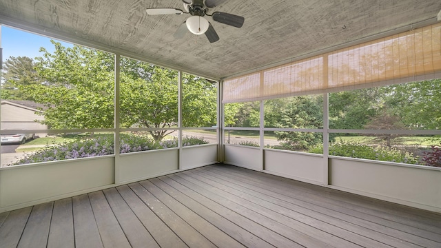 5008 Thistle Trl, Loves Park, IL 61111 - unfurnished sunroom featuring ceiling fan