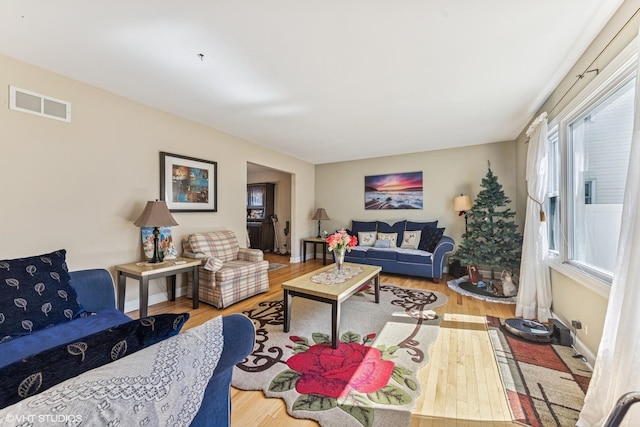 living area featuring wood finished floors