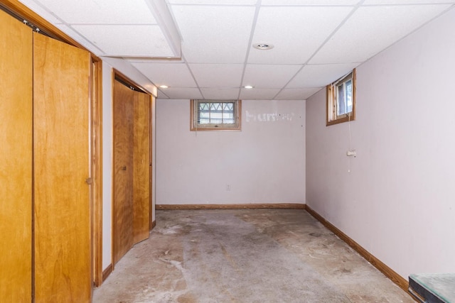 217 W Moulton St, Pontiac, IL 61764 - basement with a paneled ceiling and recessed lighting