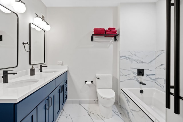 600 N Dearborn St Unit 2005, Chicago, IL 60654 - full bath featuring marble finish flooring, double vanity, toilet, and baseboards