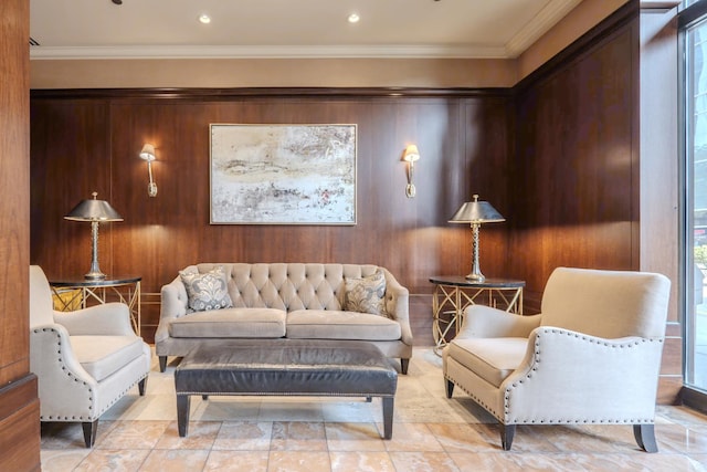 233 E 13th St Unit 2001, Chicago, IL 60605 - sitting room featuring crown molding and wooden walls