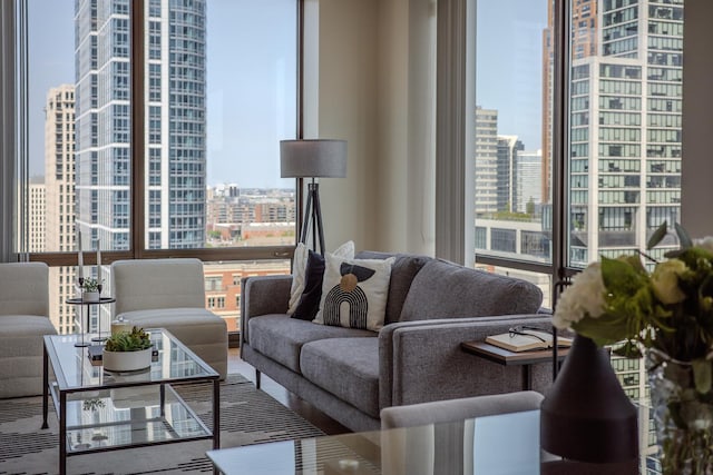 233 E 13th St Unit 2001, Chicago, IL 60605 - living room with a view of city and a wall of windows