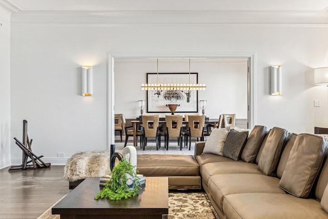 209 E Lake Shore Dr Unit 3W, Chicago, IL 60611 - living area featuring wood finished floors, ornamental molding, and baseboards