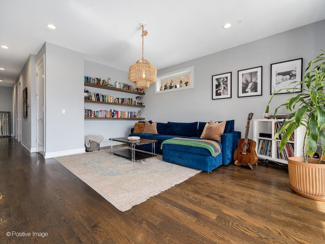 2422 W Lyndale St Unit 2, Chicago, IL 60647 - living area with wood finished floors, recessed lighting, baseboards, and a chandelier