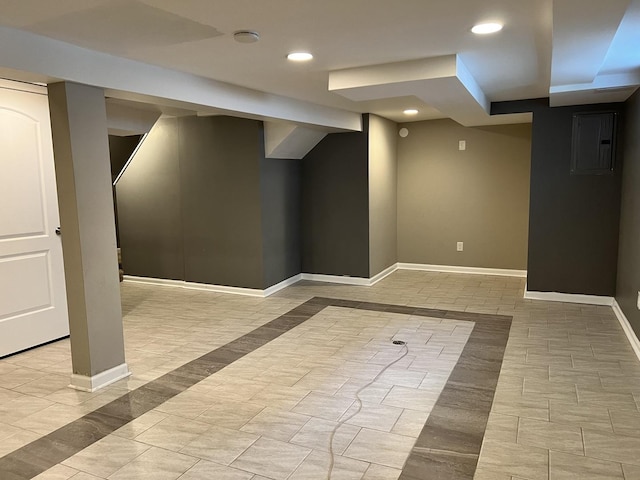 8920 S Jeffery Blvd, Chicago, IL 60617 - finished basement featuring baseboards, recessed lighting, and electric panel