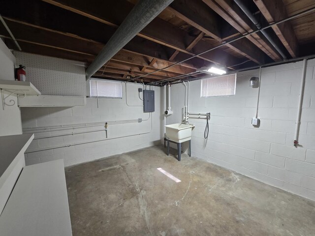 18433 Arcadia St, Lansing, IL 60438 - below grade area featuring a sink and electric panel