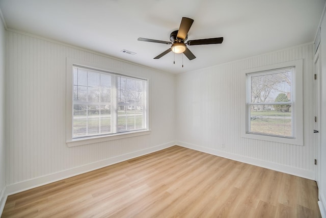 21967 Millard Ave, Richton Park, IL 60471 - unfurnished room featuring ornamental molding, light wood finished floors, ceiling fan, and baseboards