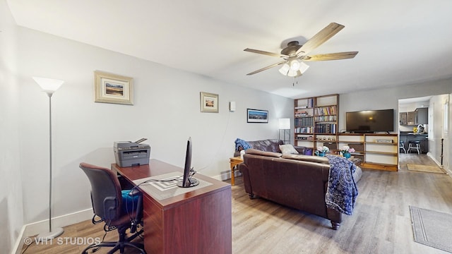 24452 W Blvd Dejohn, Naperville, IL 60564 - office area featuring wood finished floors, ceiling fan, and baseboards