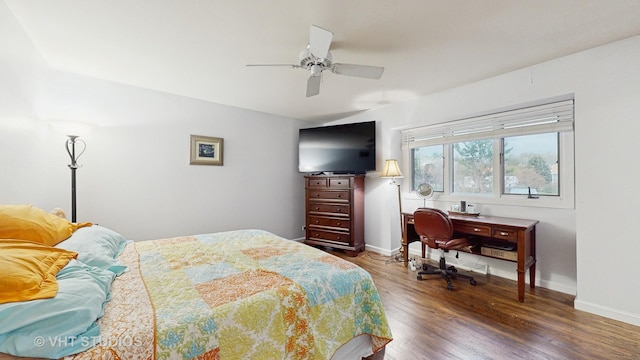 24452 W Blvd Dejohn, Naperville, IL 60564 - bedroom featuring wood finished floors, a desk, baseboards, and a ceiling fan