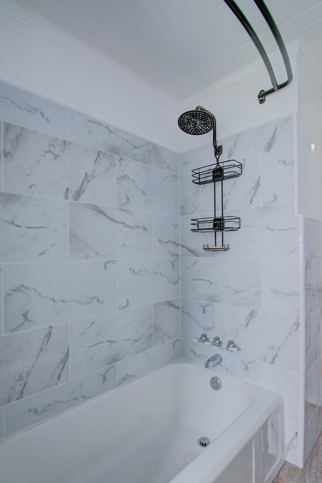 110 N Newton St, Goodland, IN 47948 - full bathroom featuring crown molding and tub / shower combination