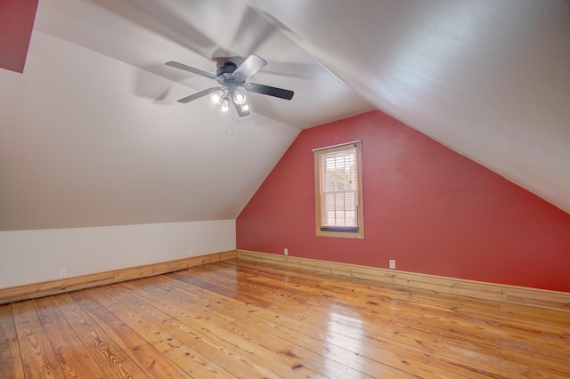 110 N Newton St, Goodland, IN 47948 - bonus room with wood-type flooring, lofted ceiling, and a ceiling fan