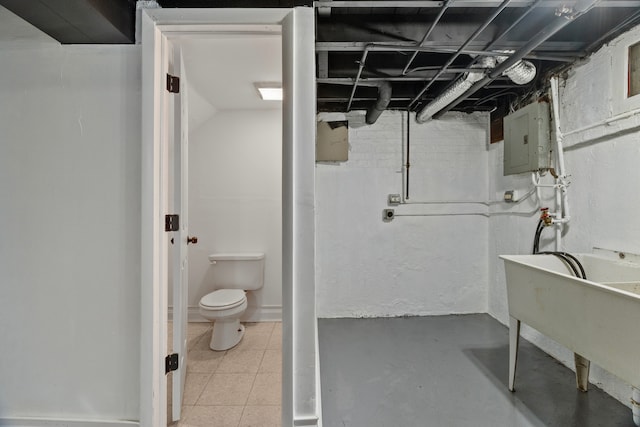 9026 S Colfax Ave, Chicago, IL 60617 - unfinished basement with electric panel and a sink