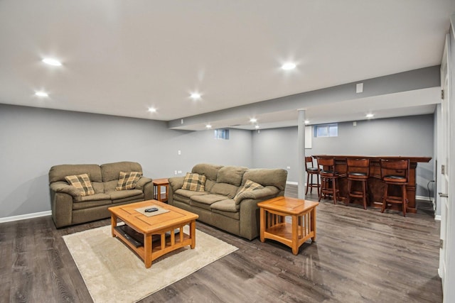 4N221 7th Ave, Addison, IL 60101 - living area with a dry bar, wood finished floors, and recessed lighting