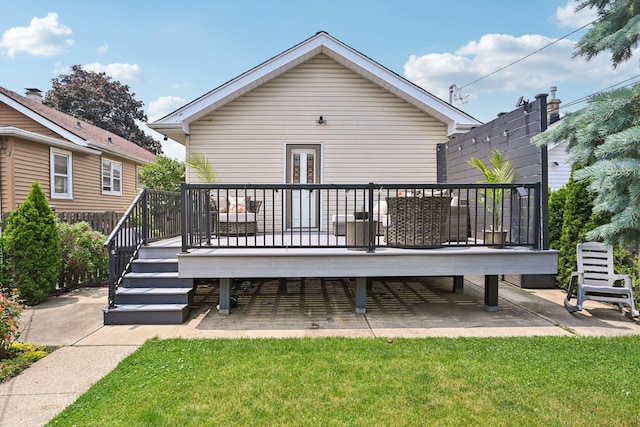 2741 N 75th Ave, Elmwood Park, IL 60707 - back of property featuring a wooden deck and a yard