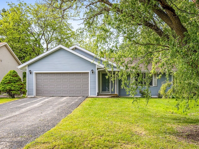119 SE Brandywine Dr, Poplar Grove, IL 61065 - ranch-style house with a garage, a front lawn, and asphalt driveway